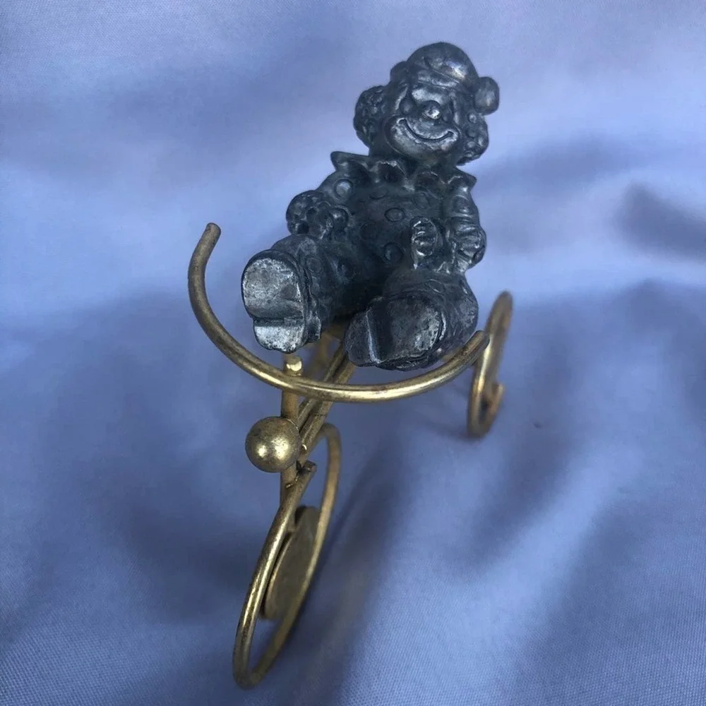 Vintage George Good Pewter Clown on Retro Tricycle Figurine Collectible Decor - Picture 3 of 8